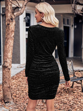 Glitter Ruched Cowl Neck Wrap Dress OutfitFlow